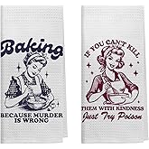 Kemingni Funny Retro Housewife Baker Kitchen Dish Towels,Decorative Hand Towels,Gifts for Baking Lovers Decorative Hand Towels for Bathroom Kitchen, Baker Gifts for Women, 16x24 Inch Set of 2