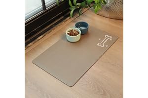 Le courant Dog Bowl Mats for Food and Water, Cat Feeding Mat, Non-Slip Super Absorbent,No Stains Quick Dry Dog Water Dispenser.for Messy Drinkers.Easy Clean.Bone Printing-11.8x19.7 in
