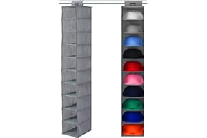 VAESIDA 10 Shelf Hat Rack Hanging Closet/Organizer for Storage - Best Baseball Cap Holder, Gray