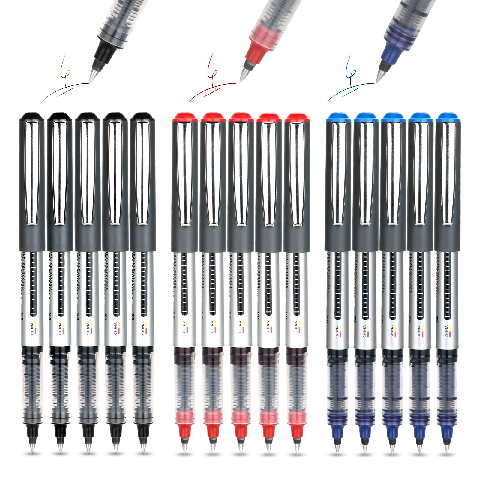 TRUEIN 0.5mm Roller Ball Pens - 15 Piece Set for Drawing, Quick-Drying Liquid Ink for Sketching, Artist Illustration, Technical Drawing, Writing