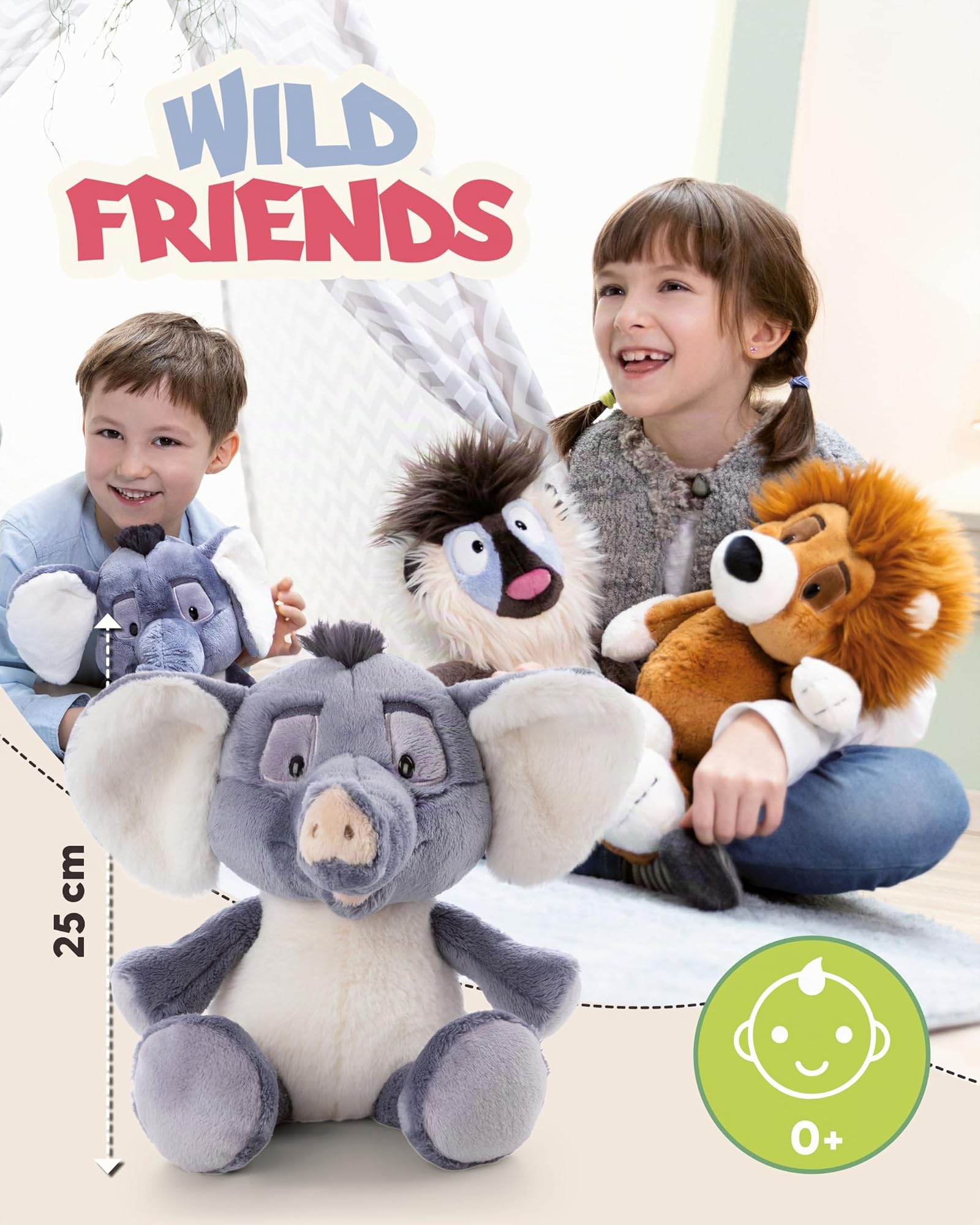 NICI Kuscheltier Elefant EL-Flora 25cm - grau - 62741 3