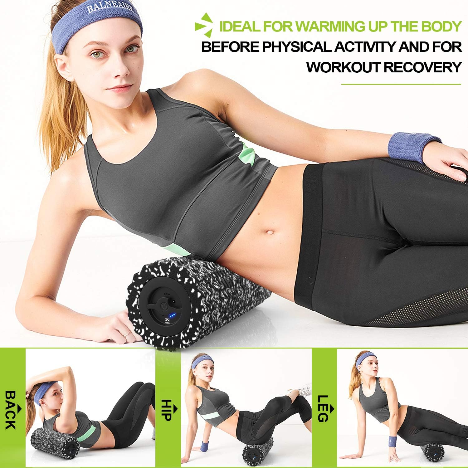 FITINDEX Electric Foam Roller 4 - Speed Vibrating Yoga Massage Muscle Roller, Deep Tissue Trigger Point Sports Massage Therapy, High-Intensity Massager Roller with Rechargeable Function - Black : Sports & Outdoors