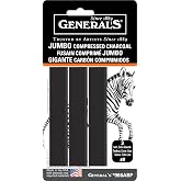 General's Jumbo Compressed Charcoal Sticks, 3 Pack, Black, 6B