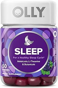 OLLY Restful Sleep Gummy Supplement with Melatonin & L-Theanine Chamomile, Blackberry Zen, 50 Gummies (25 Day Supply) Support