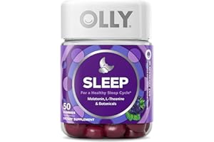 OLLY Restful Sleep Gummy Supplement with Melatonin & L-Theanine Chamomile, Blackberry Zen, 50 Gummies (25 Day Supply) Supports a Healthy Sleep Cycle* (Packaging May Vary)