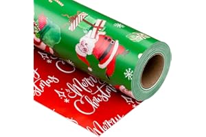Yarcony Vintage Christmas Wrapping Paper, Green Gift Wrapping Paper, Reversible Funny Santa Claus Theme Christmas Gift Wrap for Holiday, Gift Packaging, Celebrations (Mini Roll, 17 Inch X 33 Feet)