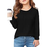 Haloumoning Girls Pleated Long Sleeve Shirts Fashion Dressy Tunic Tops Blouses 5-14 Years