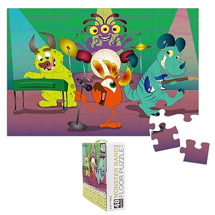 Floor Puzzles For Kids 48 Piece Giant Floor Puzzle Monster Band Jumbo Jigsaw Puzzles For Toddlers Preschool Toy Puzzles For Kids Ages 3 5 2 X 3
