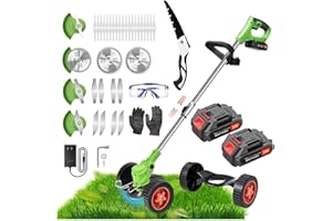 Weed Wacker Eater Battery Powered - Cordless Electric Weed Wacker Wheels Grass Trimmer Brush Cutter Trimmer Edger Lawn Tool B