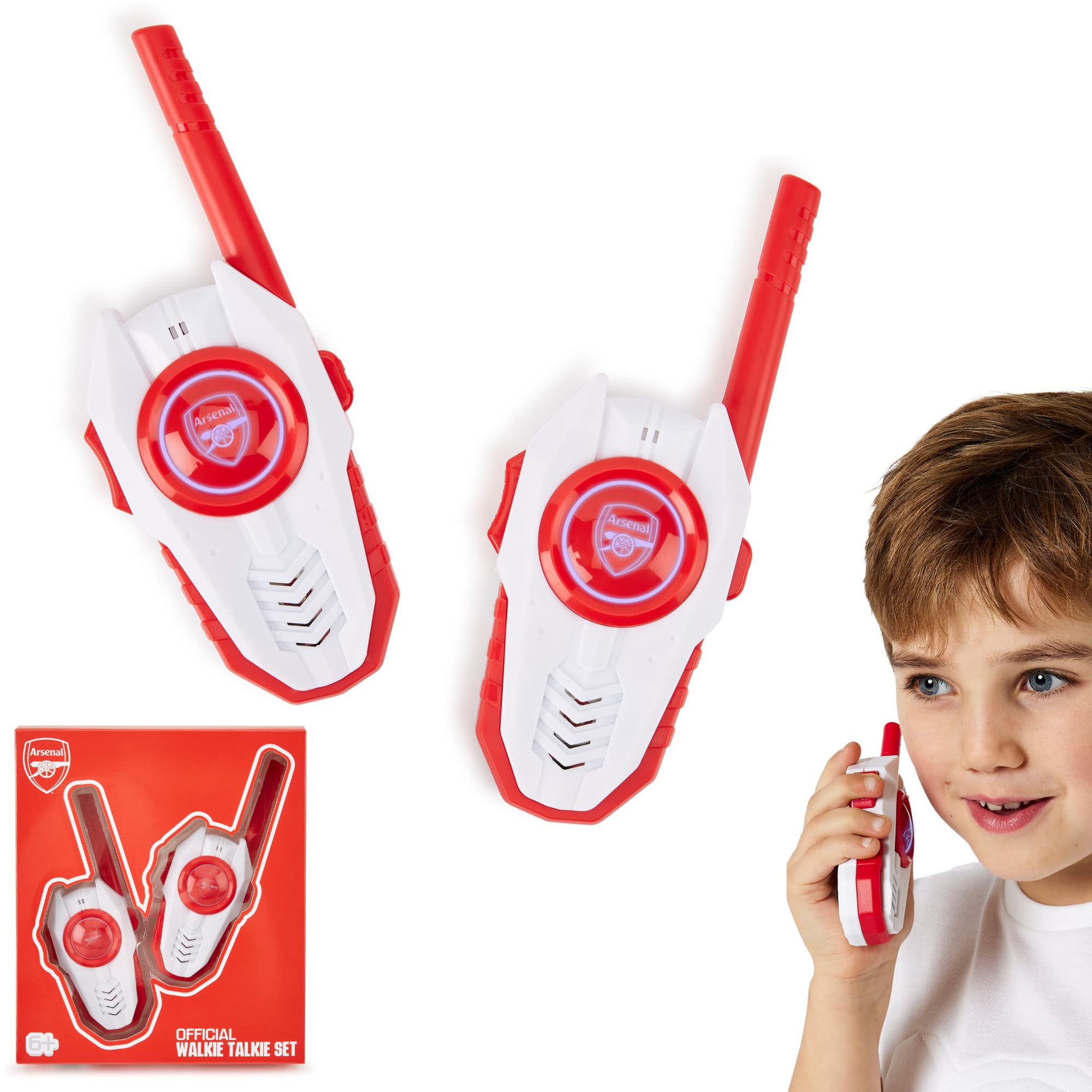 Arsenal FC Officially Licensed Walkie Talkie 2-Pack Set - Easy-to-Use Durable Ideal Kids Outdoor Toy Gift for Young Gunners Supporters