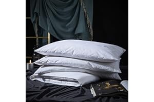 Three Geese Adjustable Layer Goose Feather Pillow,Assembled Bed Pillow,100% Soft Cotton Cover,Good for Side and Back Stomach Sleeper, Standard/Queen Size,Packaging Include 1 Pillow.