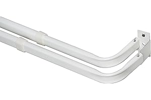 Kenney Adjustable Basic Double Curtain Rod, 48-86 inches, White