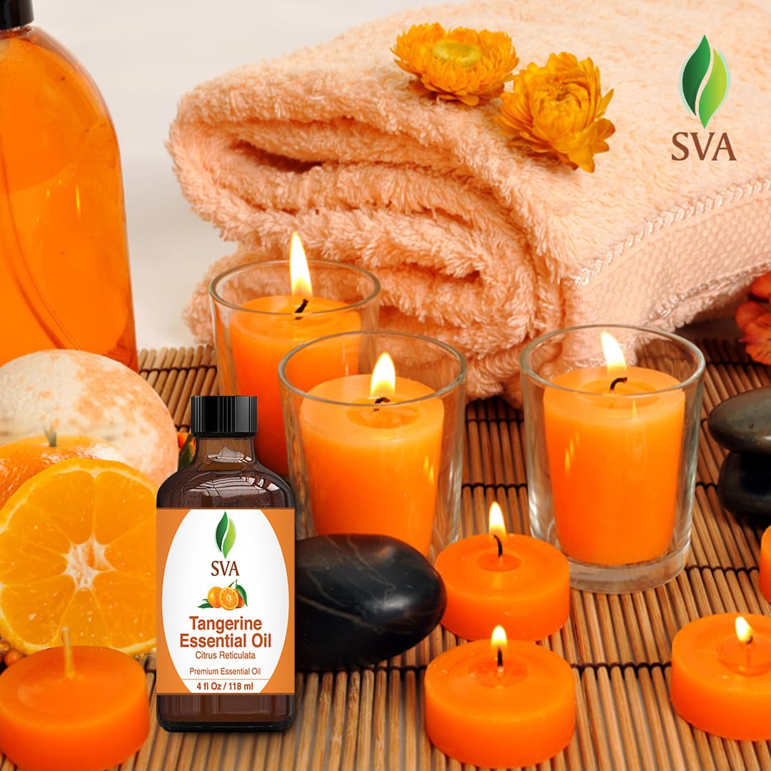 SVA Tangerine Essential Oil – 4 Fl Oz – 100% Natural Tangerine Oil - for Diffuser, Hair Care, Face, Skin Care, Aromatherapy, Scalp and Body Massage, Soap and Candle Making – with Dropper - Image 5