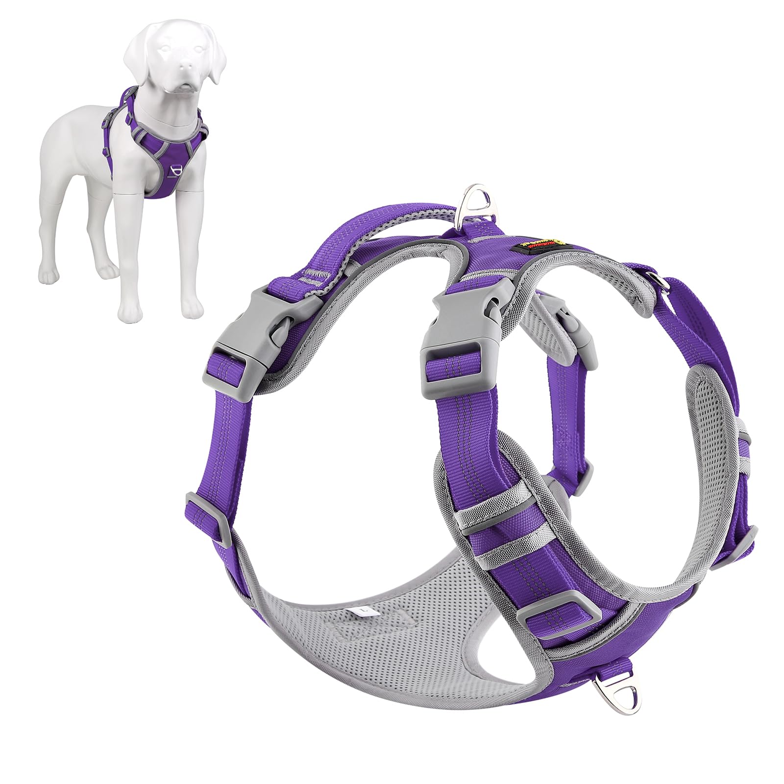 Plutus Pet No Pull Dog Harness, Release At Neck, Reflective Adjustable Dog Vest Harness, Easy Control Handle for Walking, for Small Medium Large Dogs, Purple, S — image 1