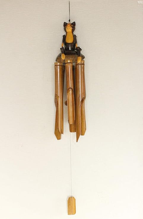 Amazon Co Jp バリネコのバンブー風鈴 木製 ウッド ドアベル チャイム インテリア アジアン雑貨 Diy 工具 ガーデン