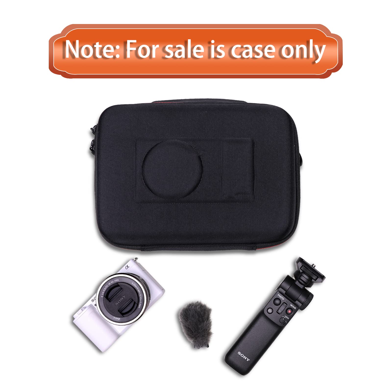 Camera Case Compatible with Sony Alpha ZV-E10 / ZV-1F / ZV-1 / ZV-1 II Vlog Camera with Shoulder Strap by LTGEM, Fits Vlogger Accessory Kit Tripod and Microphone, Black+Gray