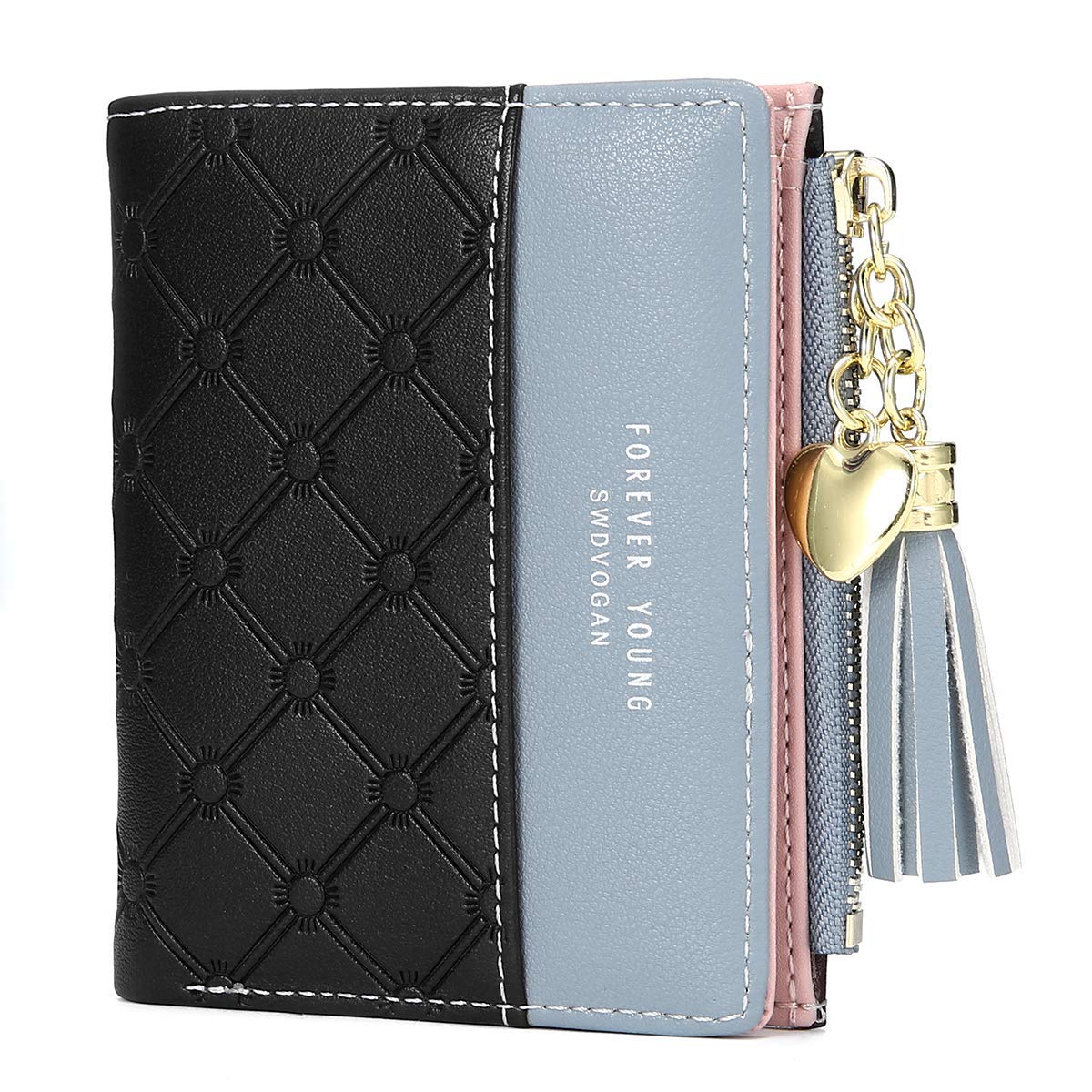 ZhengYue Purse for Women,Ladies Purse Small Leather Wallet with RFID Blocking,Vegan Leather Women Purse with Zipper Coin Purse and Multiple Card Slots for Cash,Cion,Card,Bill Black