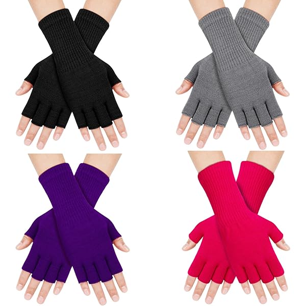 Amazon.com: Sumfox 4 Pairs Black Fingerless Gloves for Women