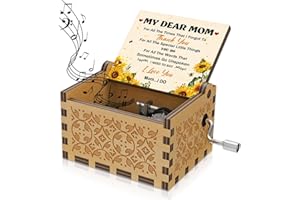 BOOB Sunflower Wood You are My Sunshine Tune Music Box Gifts for Mom for All The Times Hand Crank Wood Musical Boxes for Women Wife Girl on Birthday Christmas Mother's Day