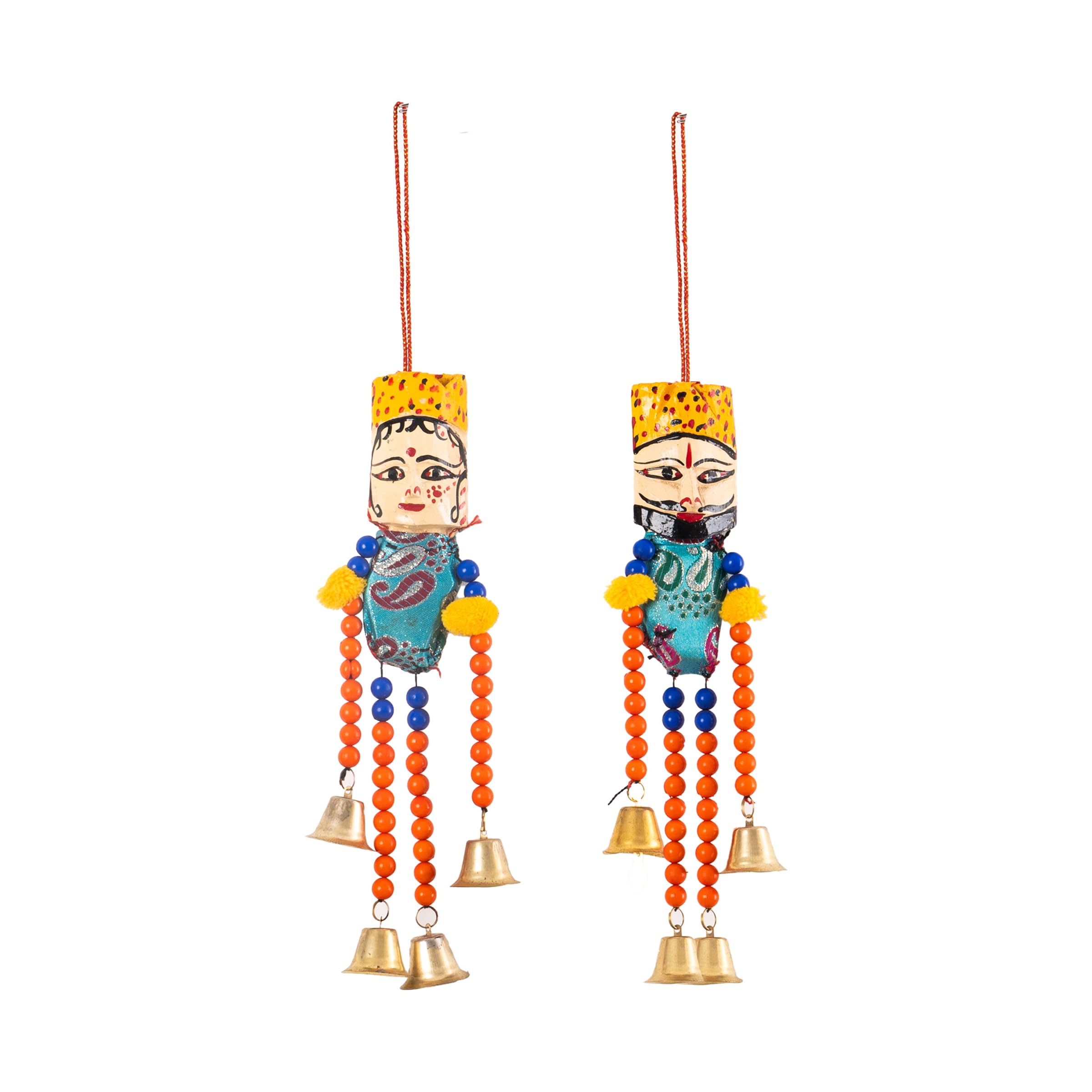 Photo 1 of 1 Pair of Rajasthani Traditional Handcrafted Colorful Kathputli Puppet Pompom Door Decorative Hangings Latkan Home Décor for Home Offices Hotel and Gifting (Puppet)