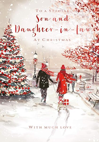 Ling Design Carte De Noel Avec Inscription En Anglais Son And Daughter In Law Amazon Fr Fournitures De Bureau