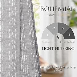jinchan Boho Curtains Linen Blend Curtains for