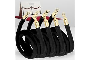 4 PCS Black Velvet Rope - 5 Ft Black Velvet Rope for Parties Crowd Queue Line for Ceremonies for Safe Control Hanging Stanchi