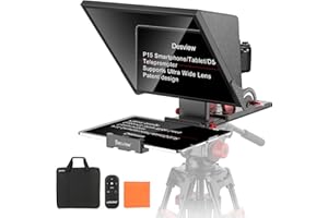 Desview P15 Teleprompter，15 inch Aluminum Alloy Liftable Teleprompter, High Display Glass, Compatible with iPad Tablet Phone DSLR Camera, No Assembly, Carry Case Included, Great for Video Making