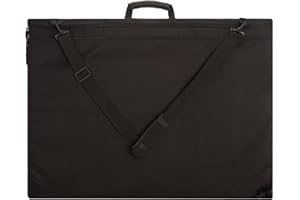 Soho Urban Artist Art Portfolio Case Artwork Tote Bag, Heavy Duty Nylon, 2 Zippered Pockets, Handle & Shoulder Strap LightWeight Large Capacity for Drawings, Posters, 23x31 Inches Black