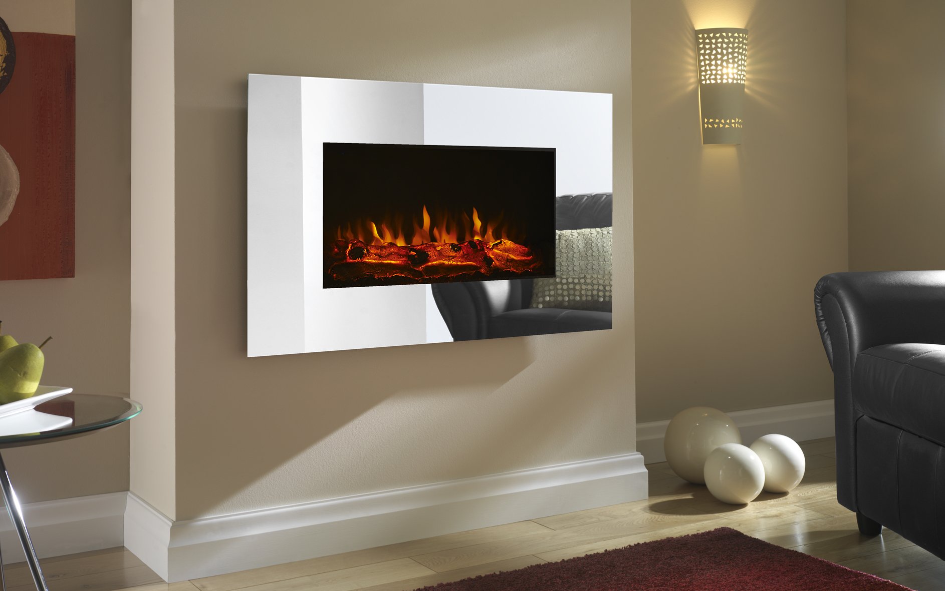 Shrewsbury LED Wall Mounted Electric Fire Mirror eBay