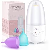 YTYOMUR Menstrual Cup Steamer Sterilizer with 2 Reusable Menstrual Cups, Upgraded Period Cups Cleaner Wash Kit
