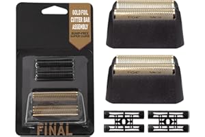 COLORSKI 2 pcs Professional 5 Star Series Finale Shaver Shaper Replacement Super Close Gold Foil and Cutter Bar Assembly, Compatible with Wahl Shaver Foil Model 7043-100,Shaving for Barbers and Stylists