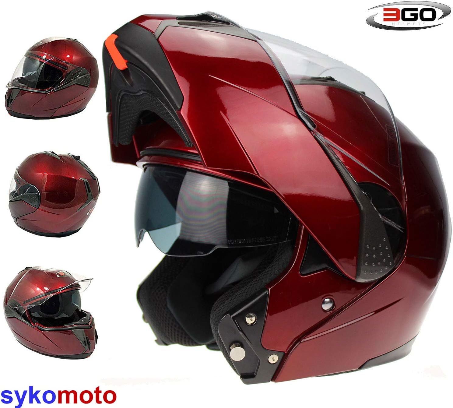 MOTORBIKE CRASH MODULAR HELMET ECE APPROVED 3GO E335 FULL FACE RACING