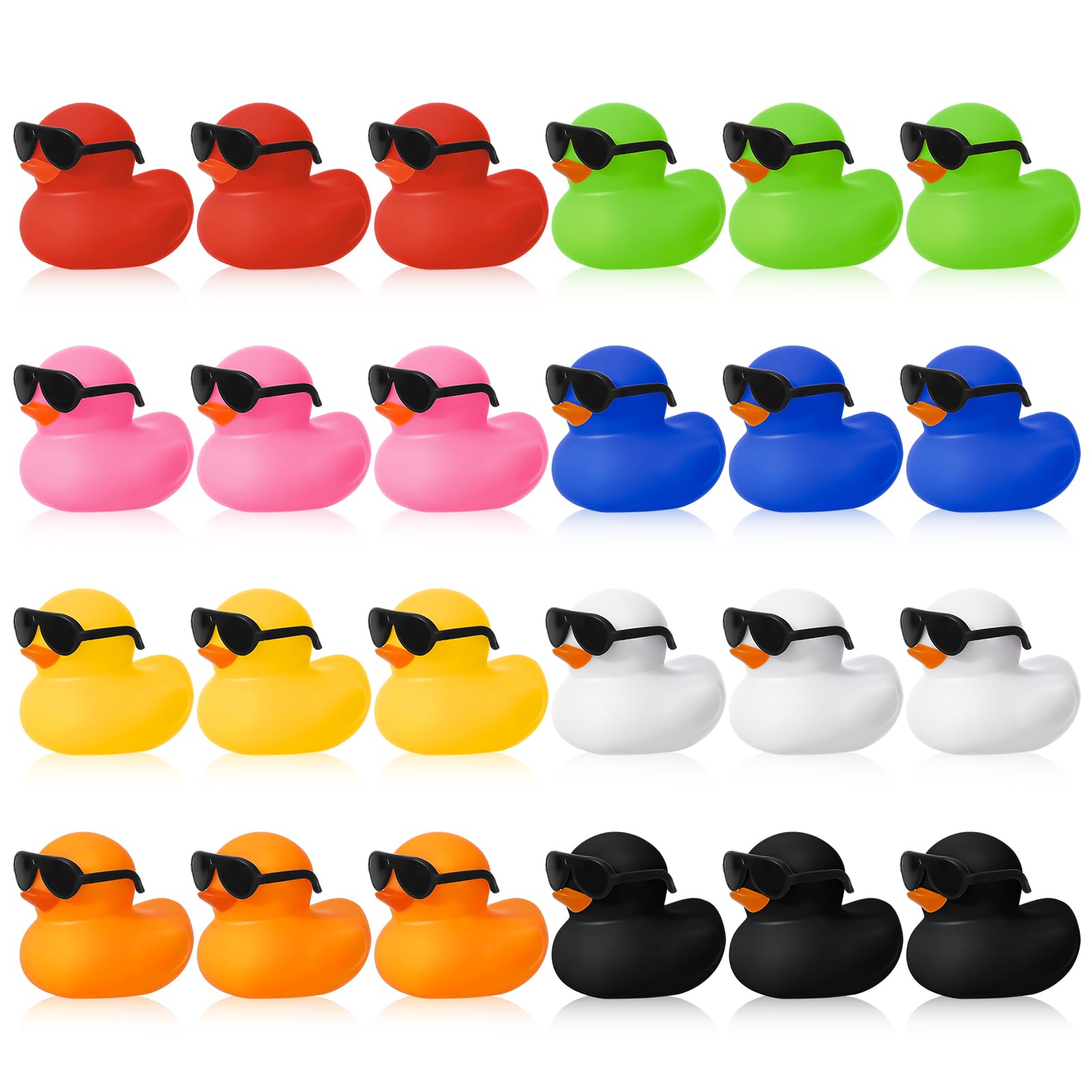 Photo 1 of Hoemwarm 24 Set Mini Rubber Ducks with Sunglasses, Tiny Bath Rubber Ducks Bulk for Car Dashboard Decorations Cruise Birthday Party Favors (Multicolor)