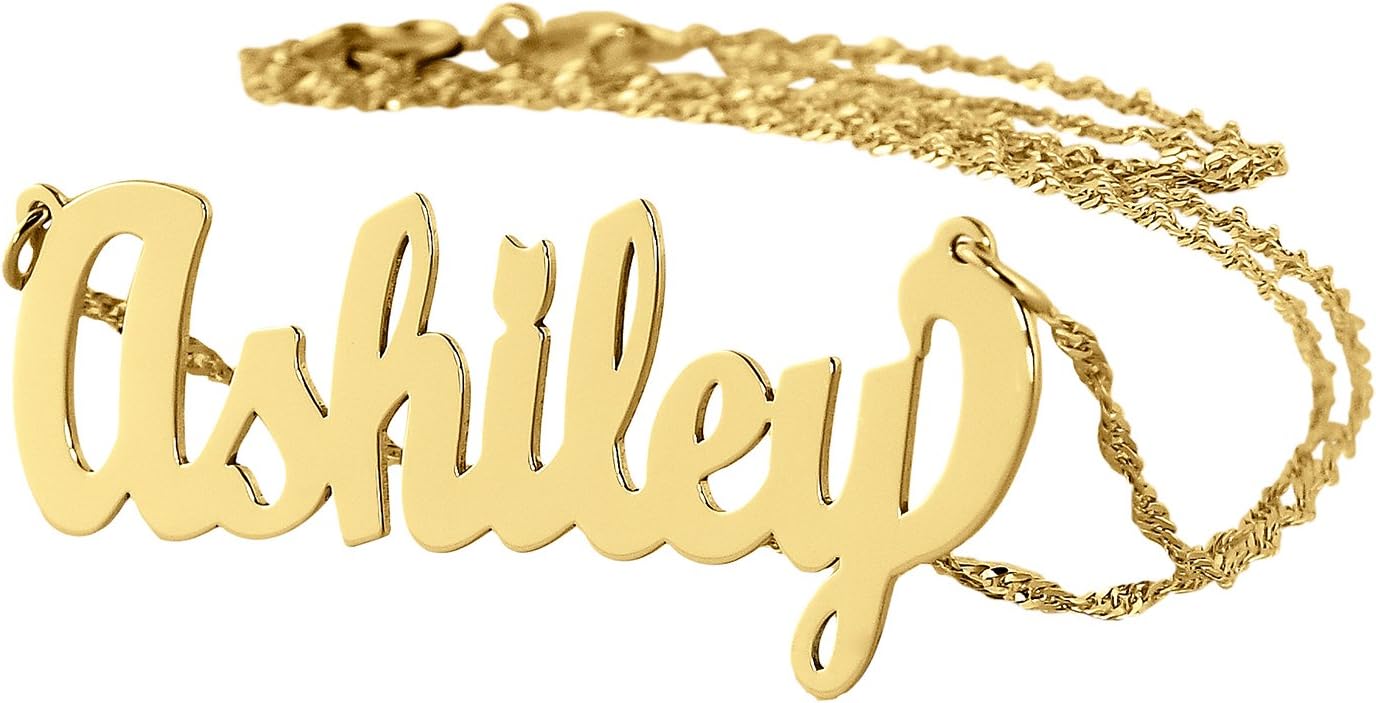 Soul JewelryDainty Name Necklace 10k Gold Personalized Pendant Chain 1.25 Inch Charm