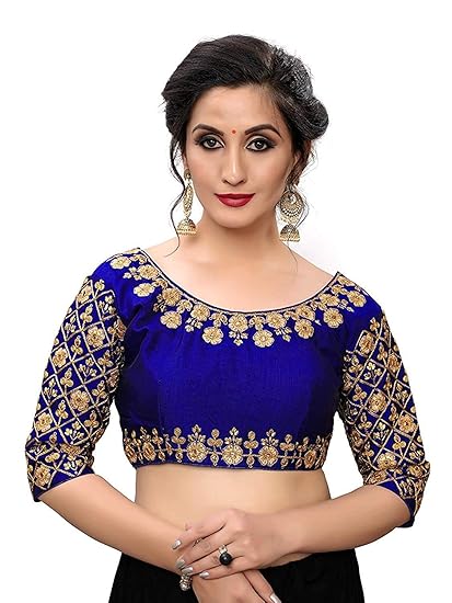 Women's Readymade Phantom Silk Hand Embroidered Saree Blouse.