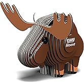 EUGY Moose 3D Puzzle, 27 Piece Paper Craft Kit for Kids 6+ | Screen Free Build, Finishes In About 30 Minutes, Pre Cut Parts, No Scissors Needed, Fun Facts Card, Stands As Shelf Decor