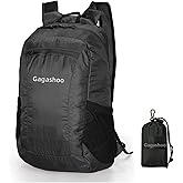 Gagashoo Small Foldable Hiking Daypack Packble Skin Casual Backpack Camping Cycling Travel Outdoor Day Bags Useful (Black)