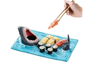 Shark Sushi Plate - Hand-Painted Ceramic, Lead-Free, Food-Safe, Microwave/Oven/Freezer/Dishwasher Safe