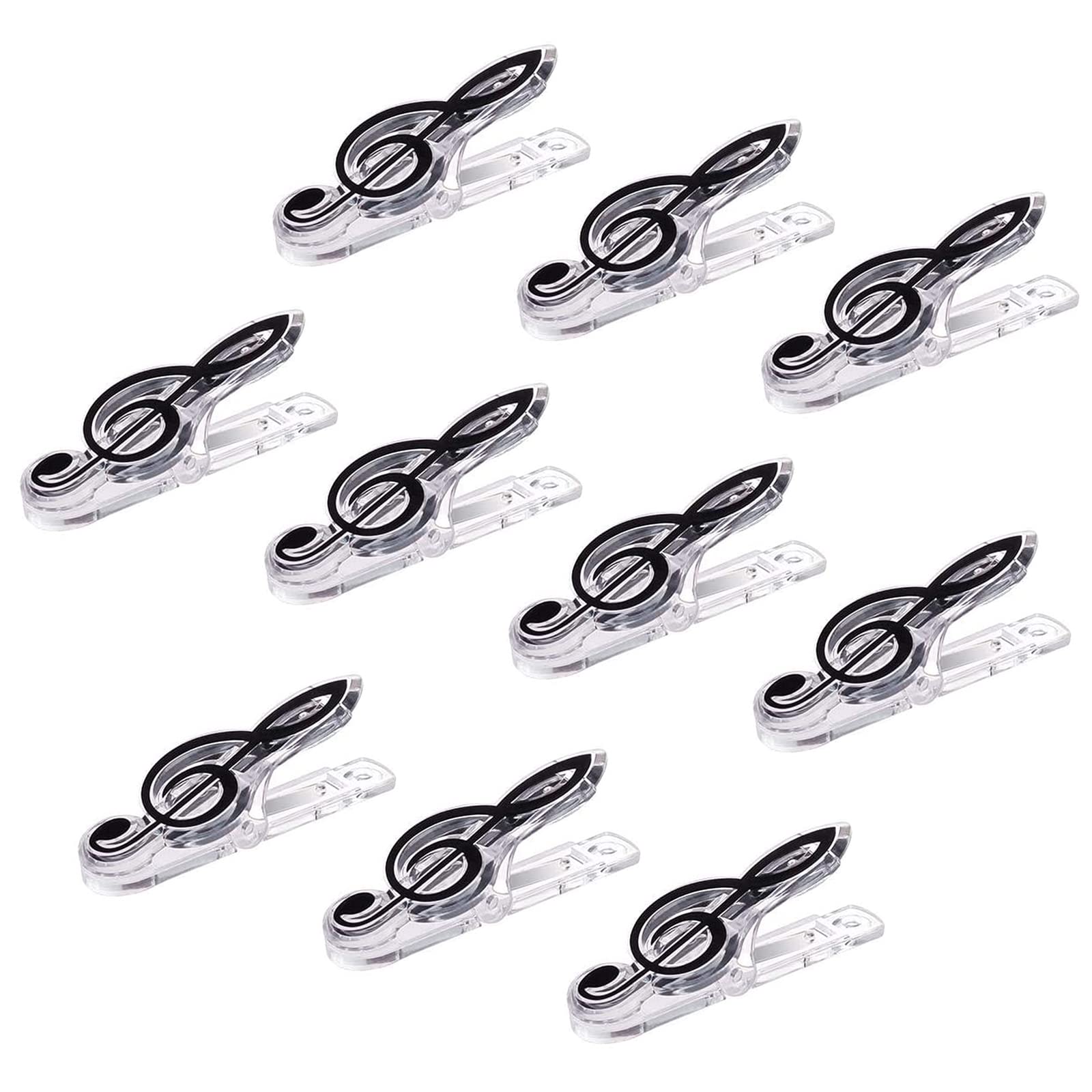 WANDIC Music Clips, 10 Pieces Plastic Music Stand Sheet Book Page Clip Transparent Music Stationary for Sheet Music Book Holder, Black 1