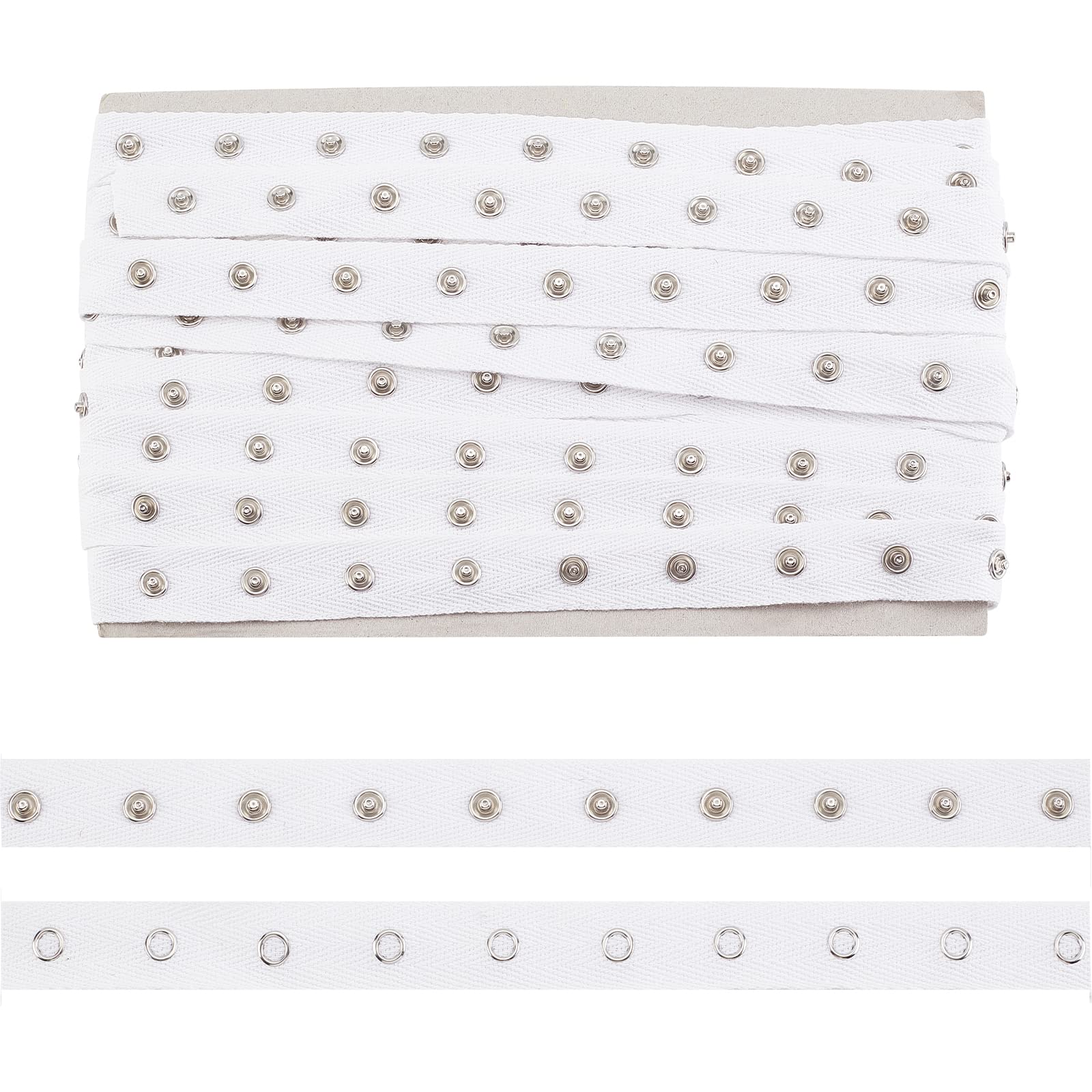 NBEADS 6 Yards(5.48m)/Roll Snap Button Tape, 2cm Wide White Sewing Snap Tape Fastener Button Strips Snap Tape Garment Accessories for Clothes Fastener Sewing DIY Crafts