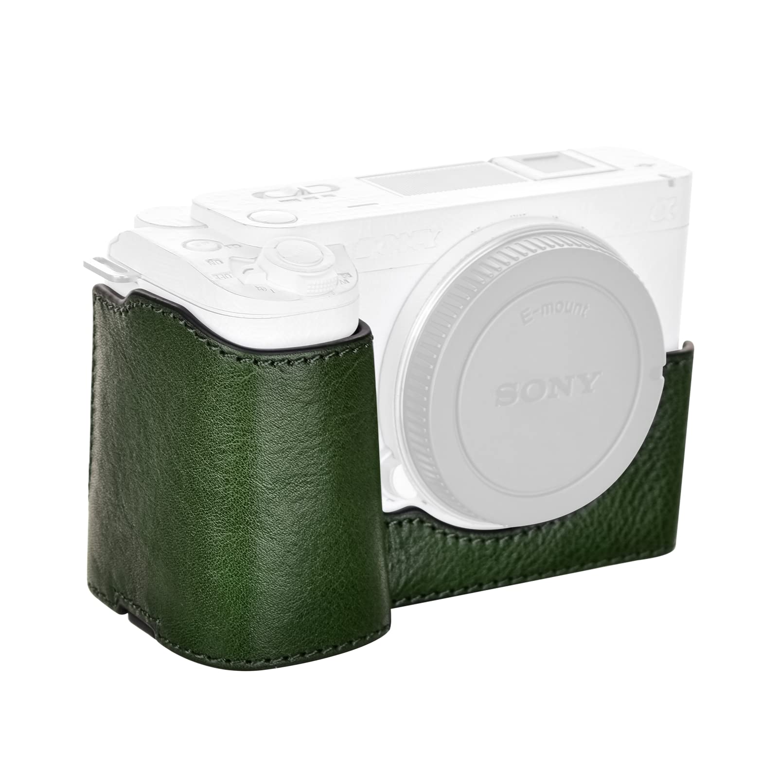 MUZIRI KINOKOO Sony ZV-E1 Case - Genuine Real Leather Half Case for Sony ZV-E1/ZVE1 Camera - Protective Case with Bottom Opening Version - Green