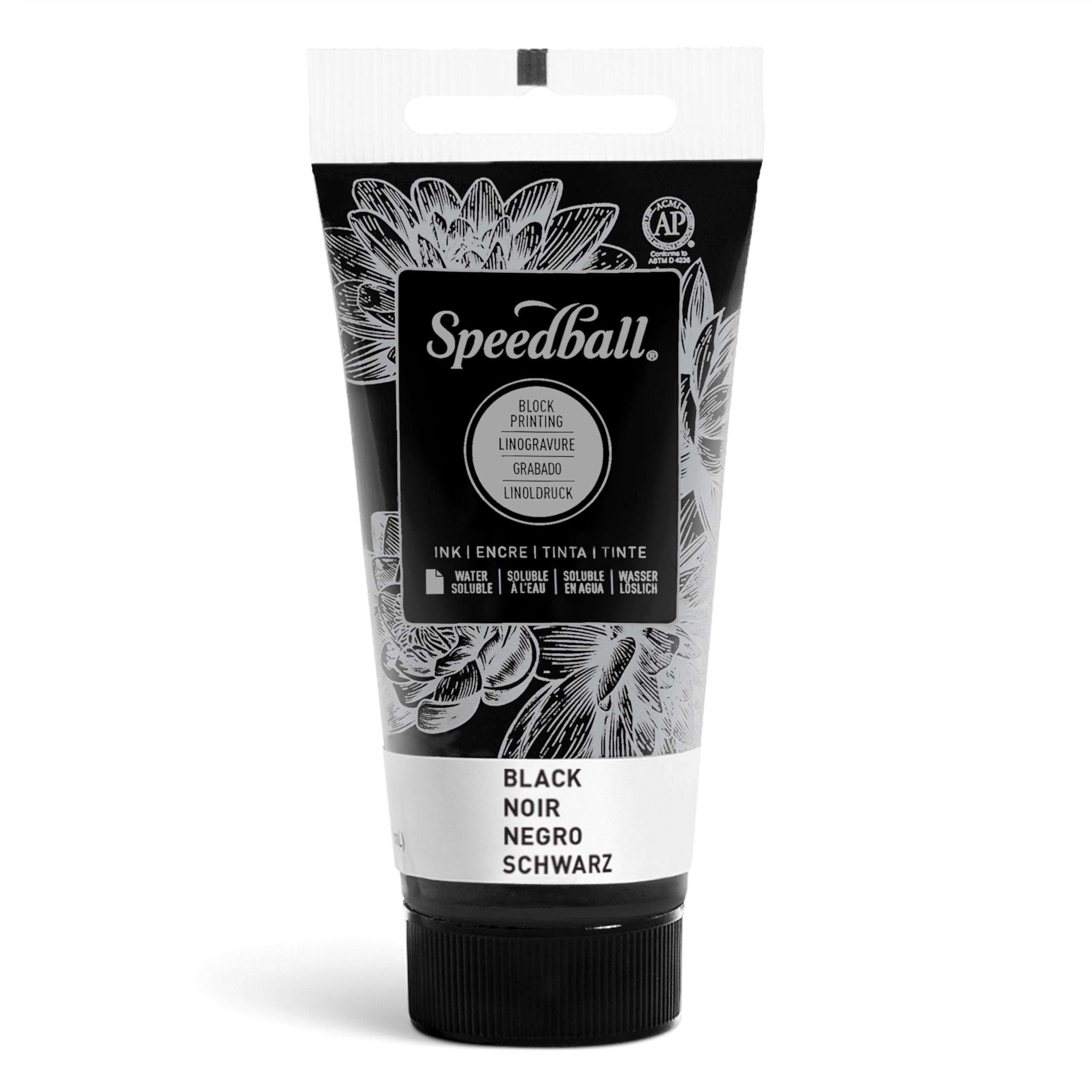 Speedball 37ml 1.25oz Water-Soluble Block Ink Black, for Block Printing, Lino Printing, Screen Printing, for Artists Kit
