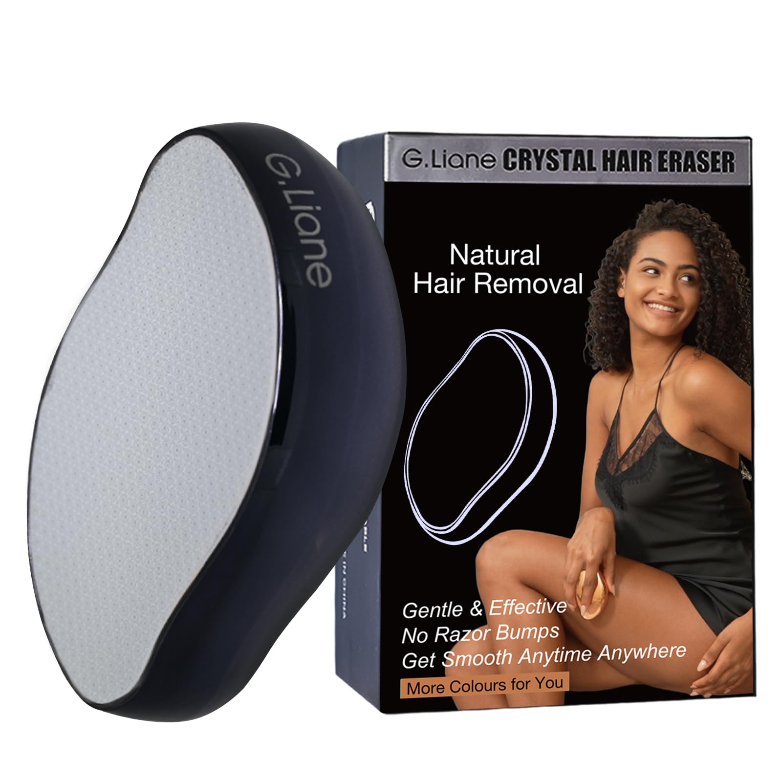 G.Liane Crystal Hair Eraser,Upgraded Painless Crystal Hair Remover,Effective Nano Glass Hair Removal Device and Skin Exfoliation,Body Epilator for Women and Men(Black)