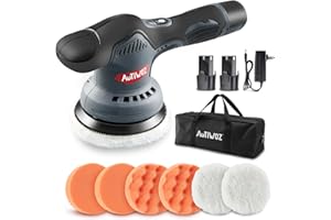 AUTIWOZ Cordless Car Buffer Polisher, Orbital Polisher with 2pcs 12V Li-ion Batteries, 5-Inch Portable Buffer with 8 Variable Speed Polishers Kit for Car Detailing/Polishing/Waxing, Gray