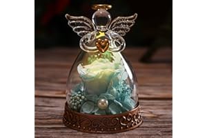 Aastin Preserved Real Rose in Glass Angel Figurine with LED Light, Angel Gifts for Women, Mom, Grandma on Mother's Day Christmas Birthday (Blue)