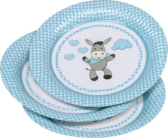 TIB Heyne 8 Pappteller * SÜSSER Esel HELLBLAU * zur Baby TIB Heyne 8 Pappteller * SÜSSER Esel HELLBLAU * zur Baby