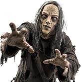 Realistic Creepy Latex Mask, Long Hair Horror Full Face Halloween Costume | Realistic latex horror mask with creepy face details, full face design for Halloween, cosplay, parties and haunted houses