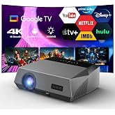 Smart Google TV 4K Projector with High Lumens, 2300ANSI for Movie &amp; Gaming | Home Theater Proyector with Dolby Audio, HDMI ARC 2.1,WiFi &amp; Bluetooth,Apps,Voice Remote,Auto Focus,Ceiling/Zoom,Native 1080P
