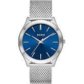 BUREI Men Watches Fashion Analog Stainless Steel Quartz Waterproof Watches,Gift for Men. (Blue, Silver, Metal)